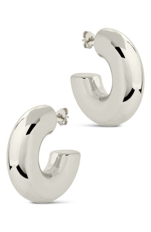 Sterling Forever Wynonna Tube Hoop Earrings In Silver