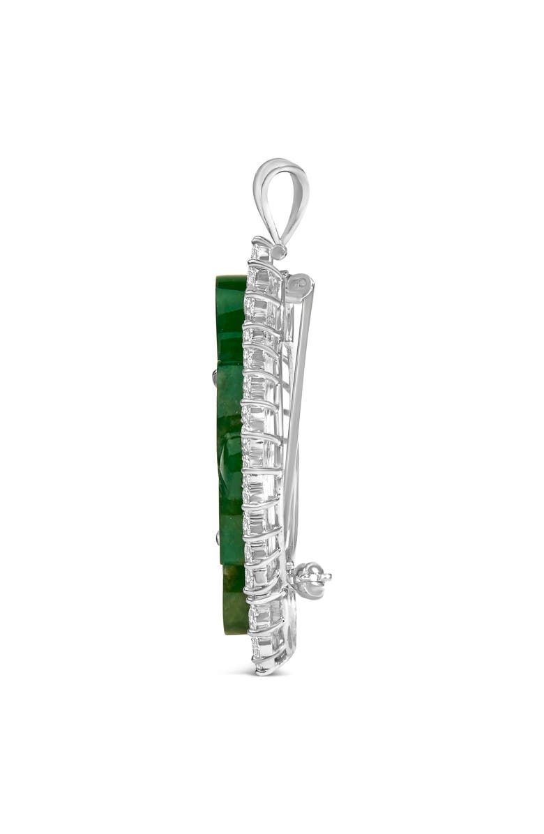 Haus of Brilliance 18K White Gold 2.00 Cttw Diamond Halo and Jade Shield Brooch Pin and Pendant, Alternate, color, White