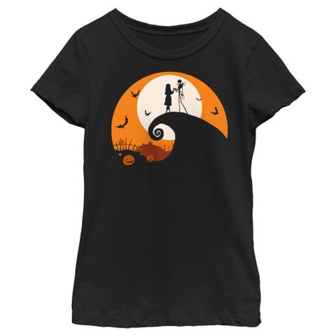 Girl's The Nightmare Before Christmas Jack and Sally on Spiral Hill  Graphic T-Shirt