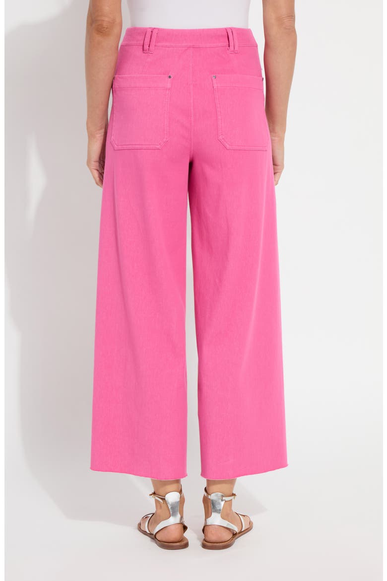 Erin Pintuck Raw Hem Pull-On Wide Leg Pants, Alternate, color, HOT PINK