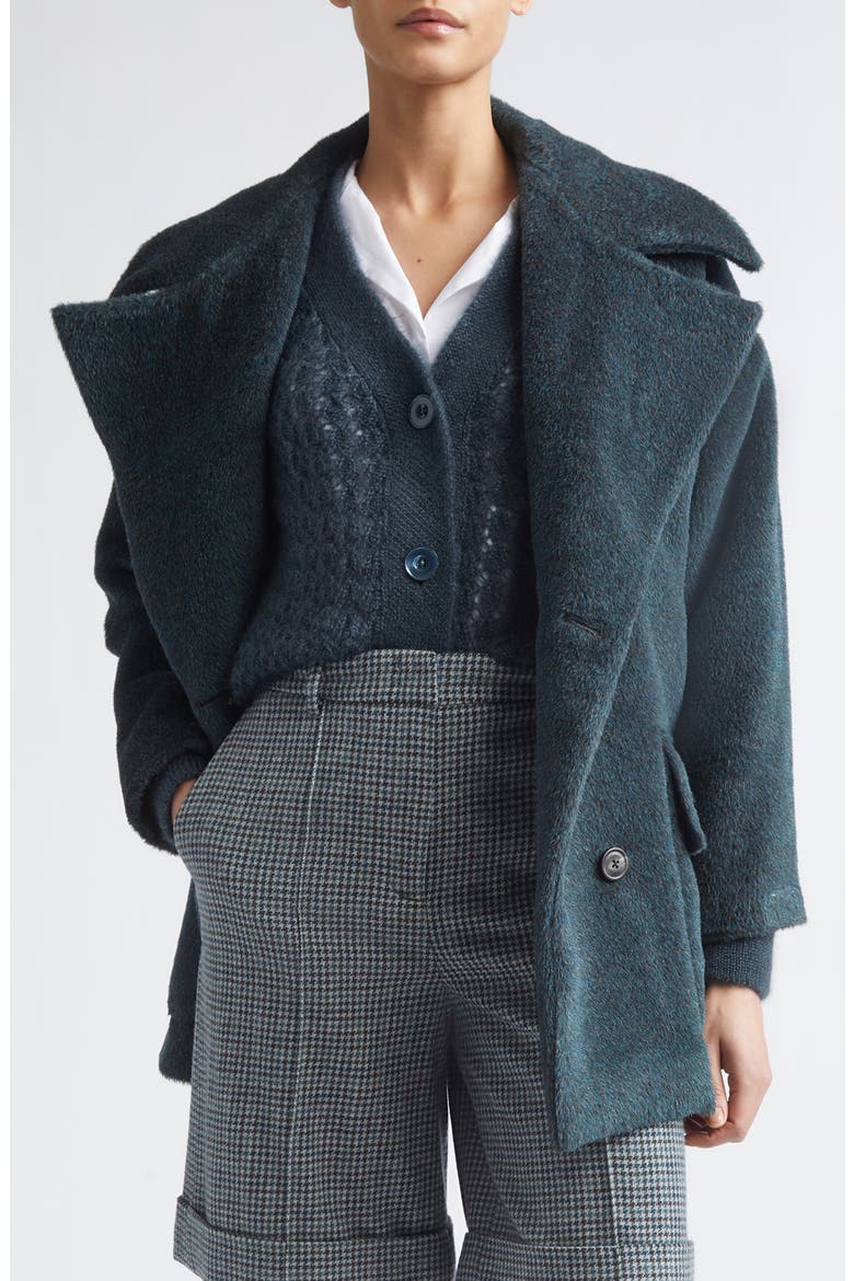 Double Breasted Alpaca & Virgin Wool Coat, Main, color, 178 DARK JADE