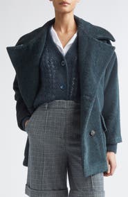 Eleventy Double Breasted Alpaca & Virgin Wool Coat
