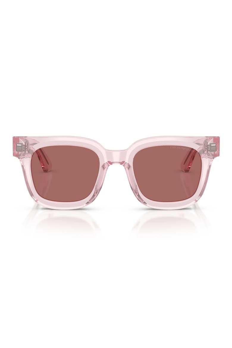 47mm Square Sunglasses, Main, color, SHINY TRANSPARENT PINK / BROWN