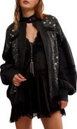 Free People Sparkle Front Zip Sweatshirt