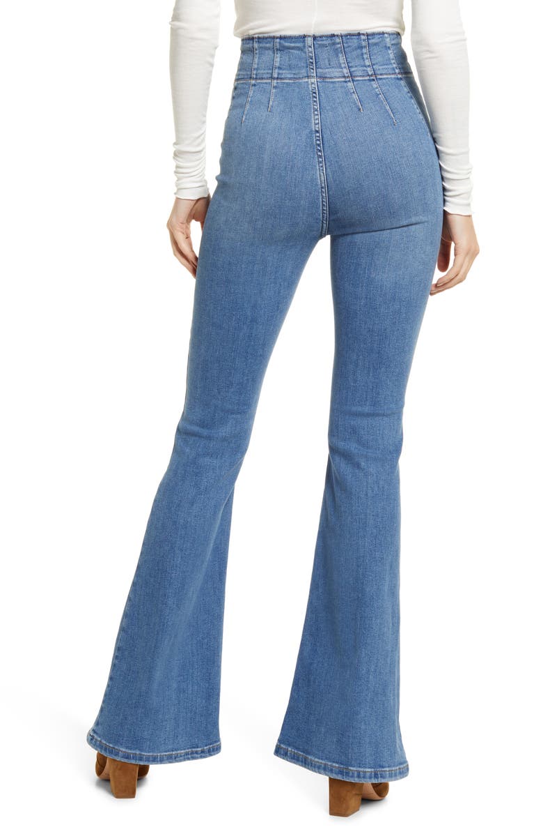 Free People We the Free Jayde Flare Jeans, Alternate, color, Sunburst Blue