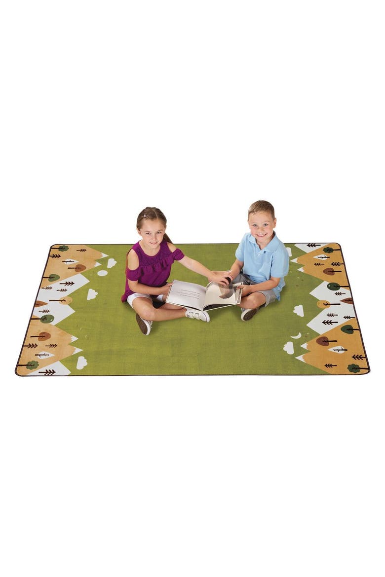 Tranquil Mountains Carpet, Alternate, color, Green