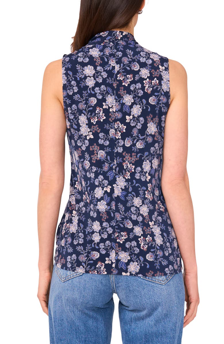Vince Camuto Floral Surplice V-Neck Sleeveless Jersey Top, Alternate, color, French Blue