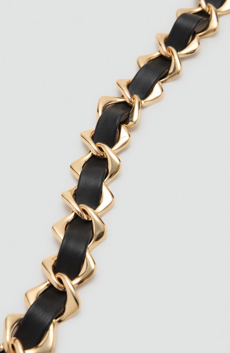 MANGO Faux Leather Chain Belt, Alternate, color, Gold