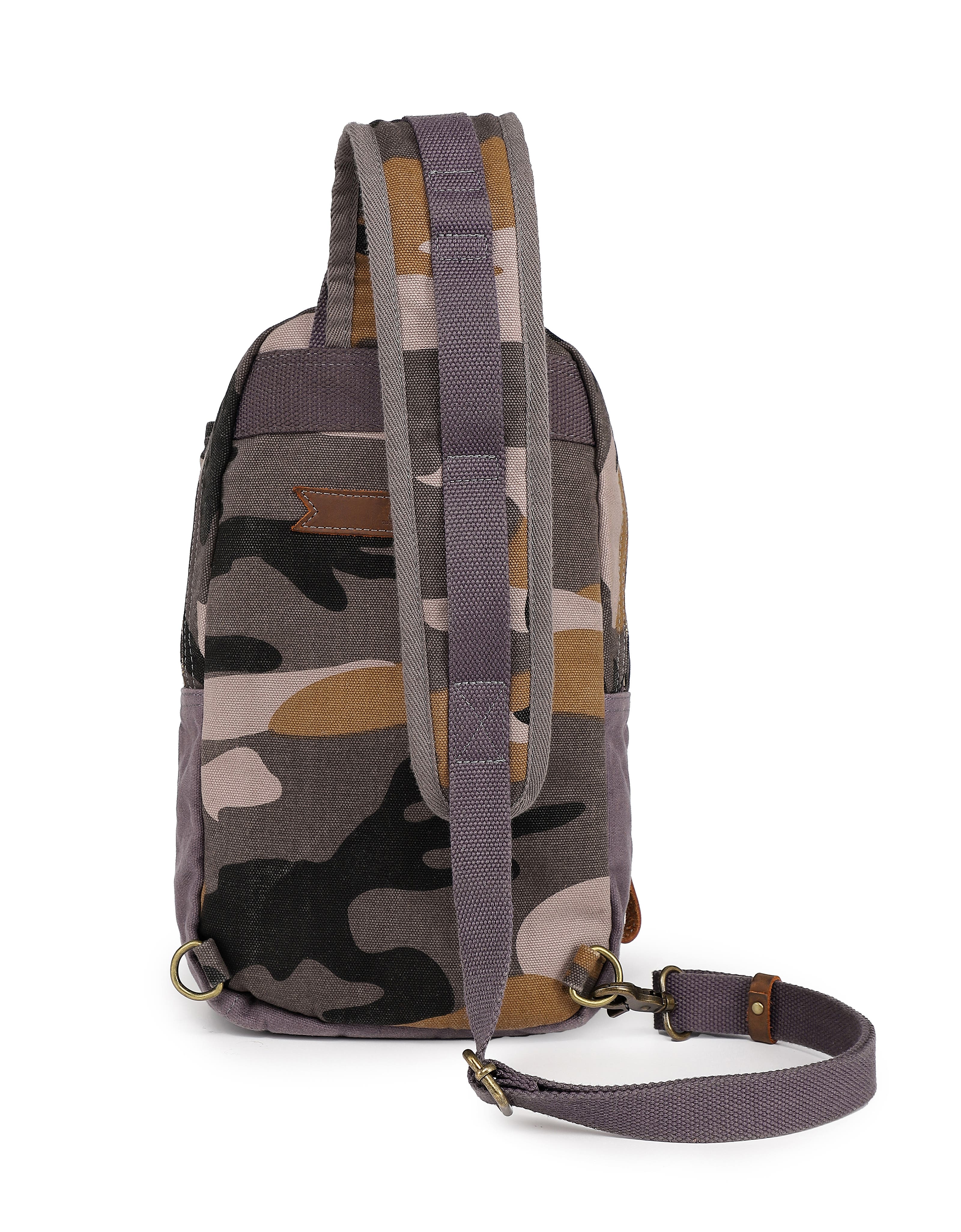 TSD Brand Mountain Leaf Rugged Trail Ready Sling Bag, Alternate, color, Grey Camo
