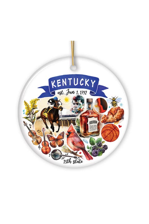 Kentucky Derby Bourbon Cardinal Ceramic Ornament
