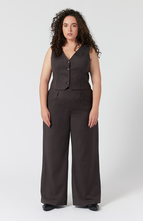 Aam The Label The Wool Wide Leg Pant For Full Hips And Thighs In Deep Plum