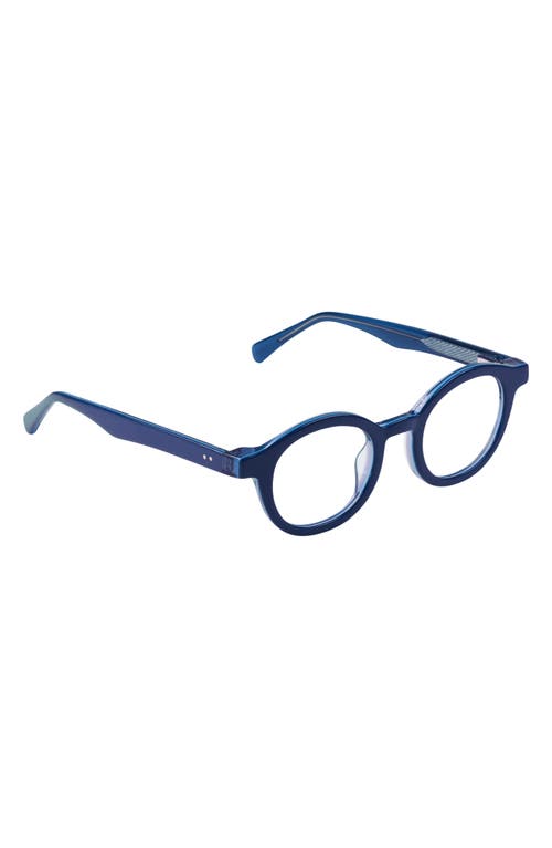Eyebobs Tv Party 44mm Small Round Reading Glasses In Navy Blue