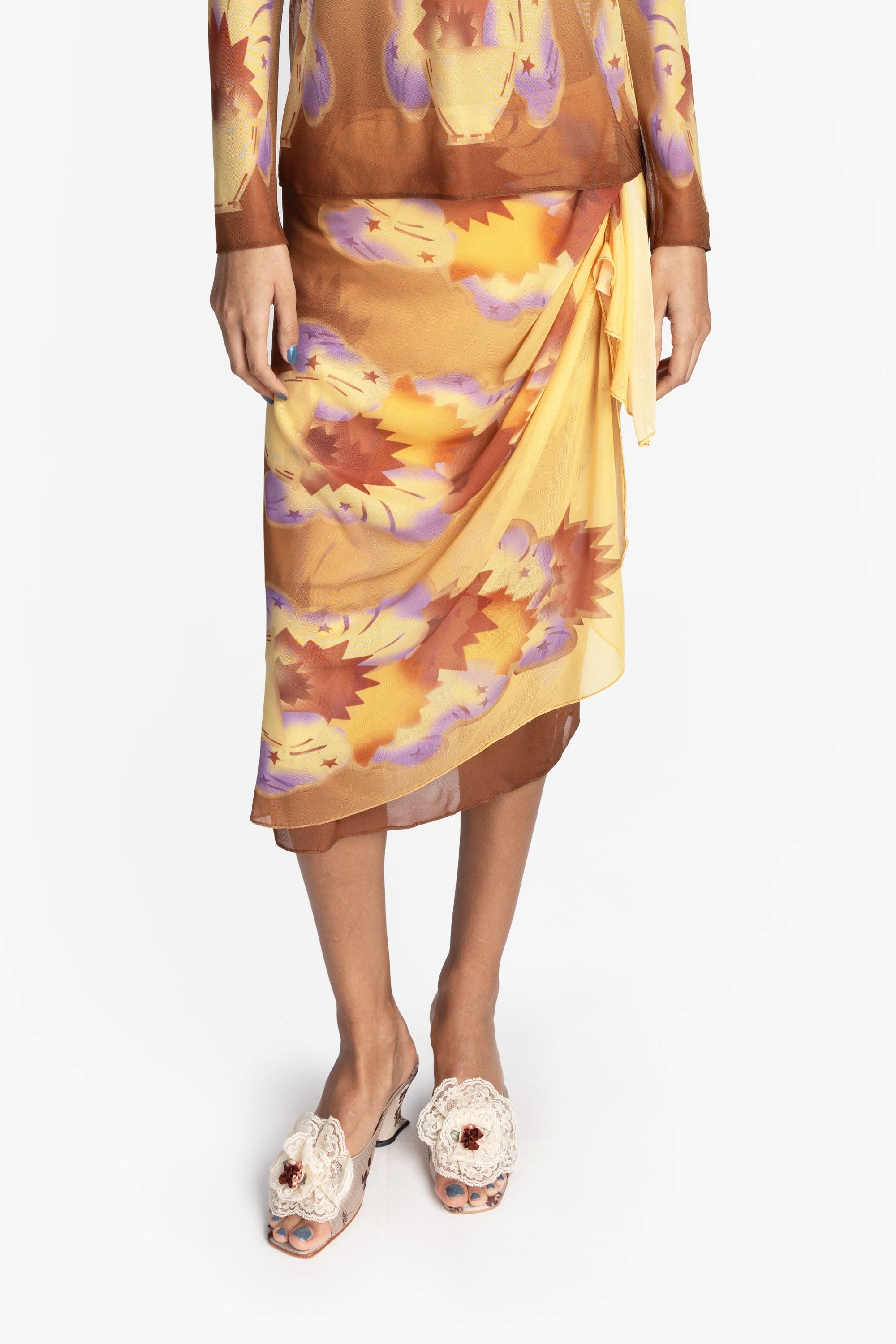 Sunburst Mesh Sarong Skirt