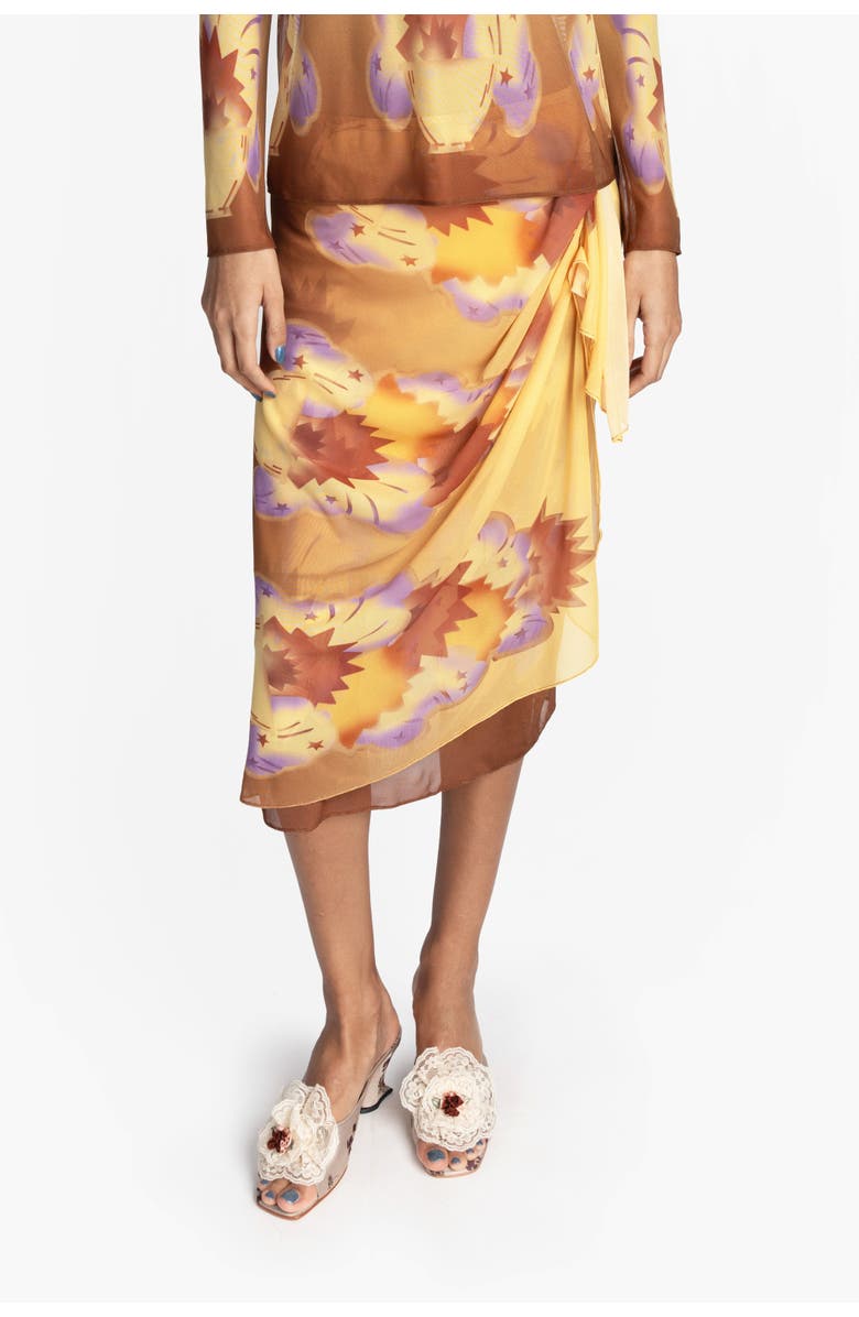 Anna Sui Sunburst Mesh Sarong Skirt, Main, color, Sunset Multi