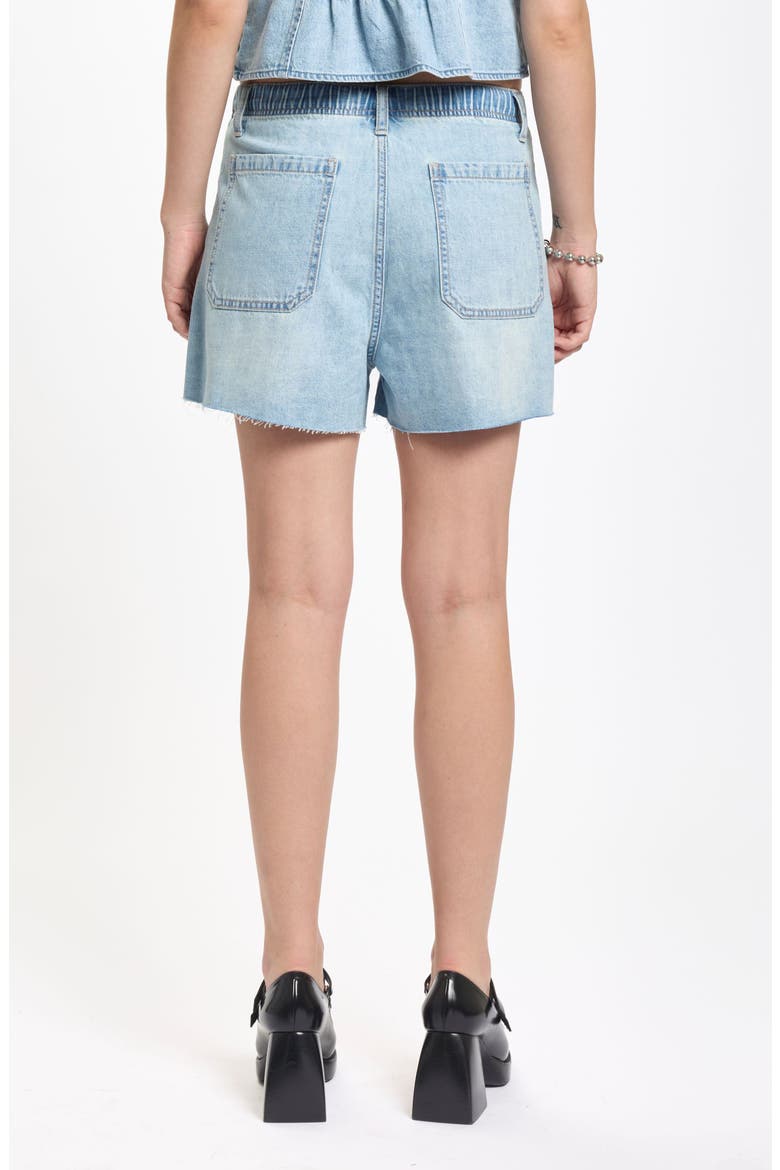 Poolside Denim Cutoff Drawstring Shorts, Alternate, color, CHARMED