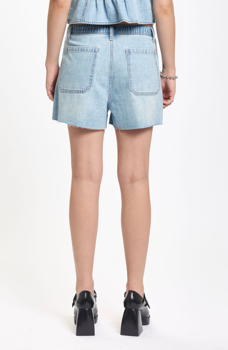 DAZE Poolside Denim Cutoff Drawstring Shorts, Alternate, color, Charmed
