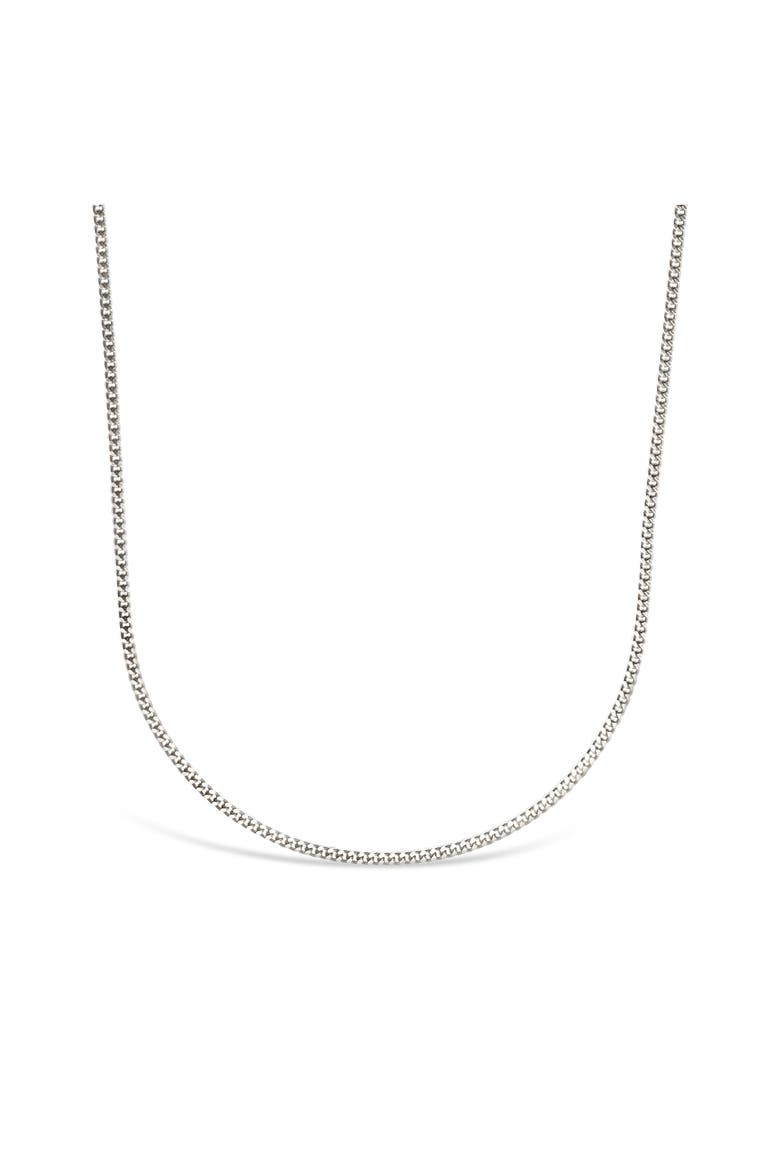 Thin Cuban Chain Necklace, Alternate, color, Silver