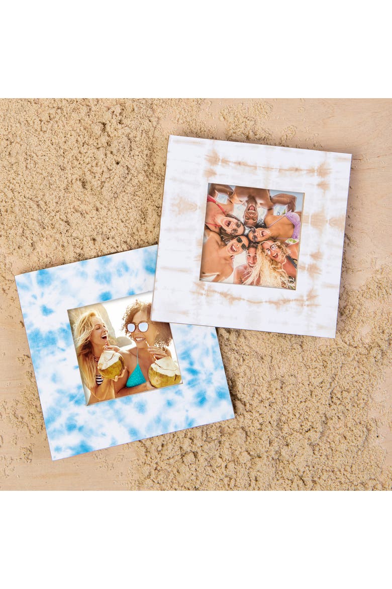 Neutral Tie Dye Square MDF Frame Wood White, Alternate, color, White