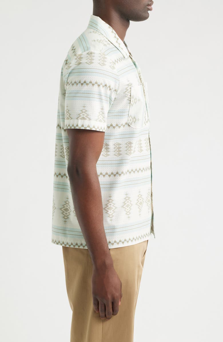 DARK SEAS Palmetto Geo Pattern Cotton Camp Shirt, Alternate, color, Off-White/ Blue