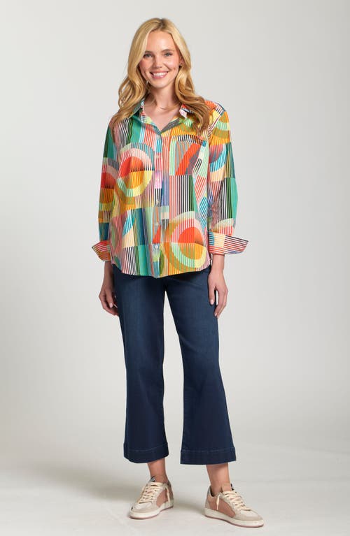Apny Boyfriend Poplin Button-up Shirt In Multi