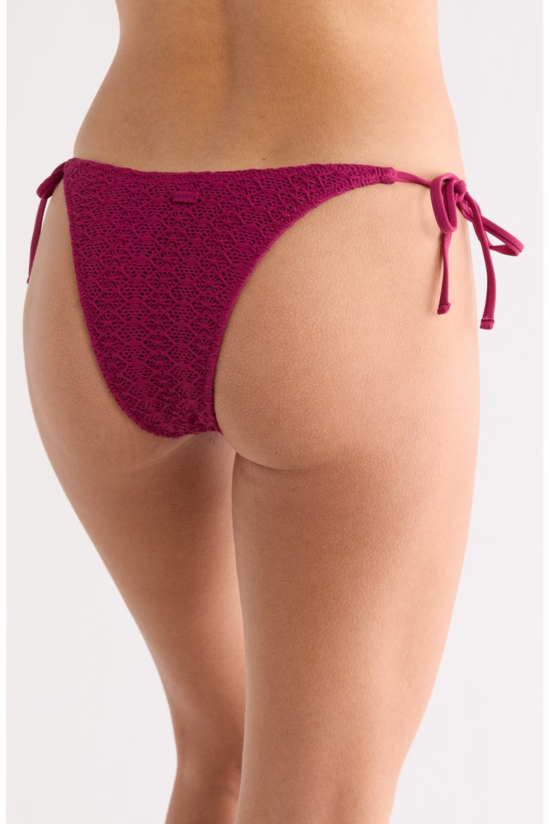 Open Stitch Side Tie Bikini Bottoms, Alternate, color, RASPBERRY