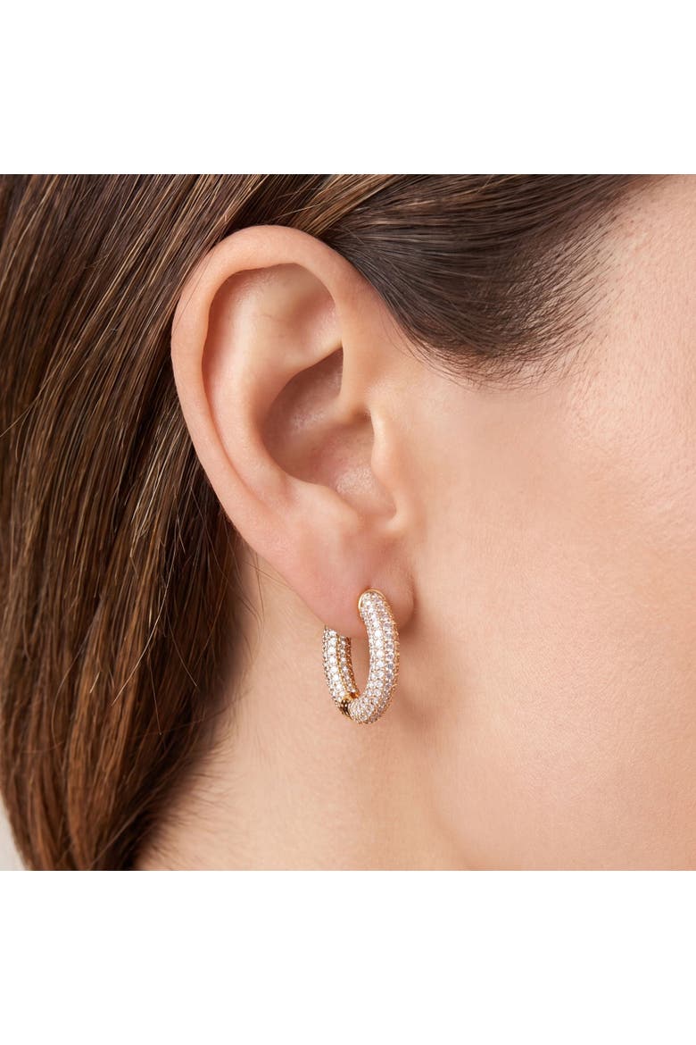 CZ Inside Out Hoop Earrings, Alternate, color, Gold Plated Sterling Silver