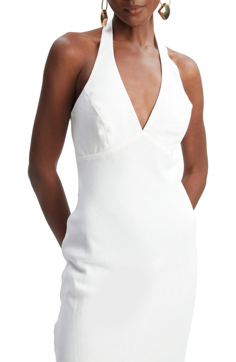 Bardot Paola Halter Linen Midi Dress, Alternate, color, Orchid White