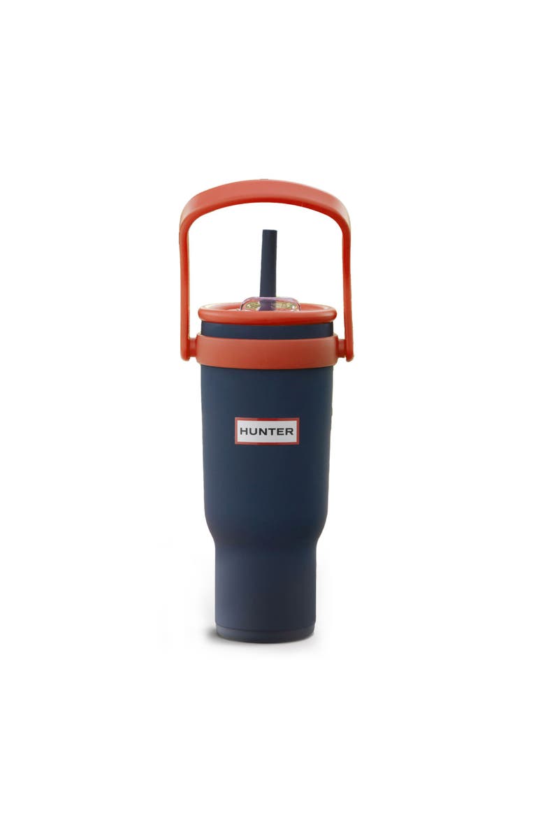 SwiftSip Hydration Stainless Steel Screw Top Tumbler with Flip Carry Handle, Main, color, Dress Blue