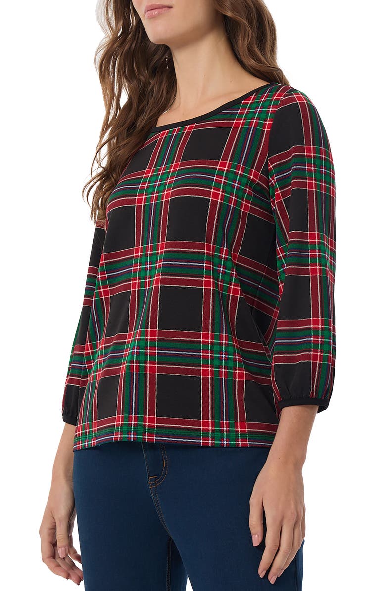 Jones New York Plaid Crepe Top, Alternate, color,