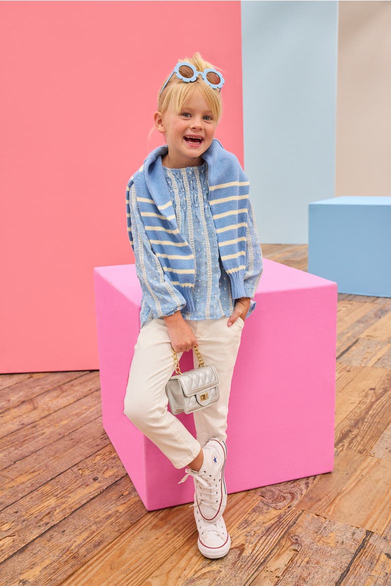 Kids' Ruched Anita Top, Alternate, color, Sky Dobby Stripe