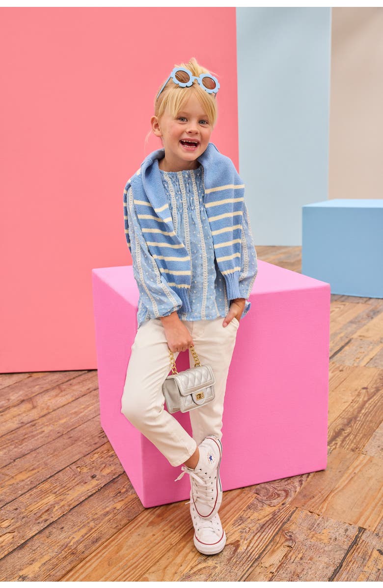 BISBY Kids' Ruched Anita Top, Alternate, color, Sky Dobby Stripe