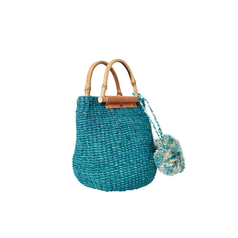 Sarah Stewart Maxi Straw Poof Crossbody, Alternate, color, Turquoise
