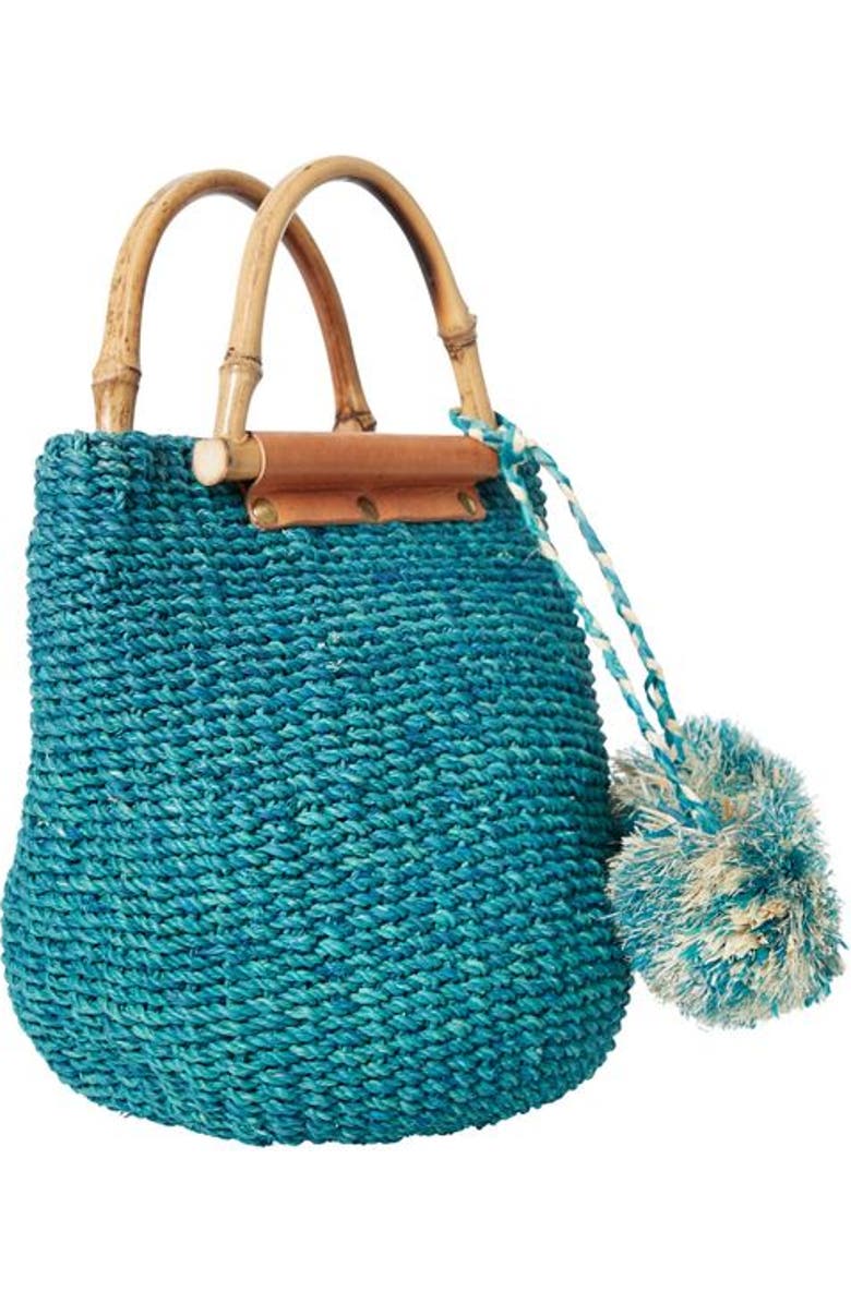 Sarah Stewart Maxi Straw Poof Crossbody, Alternate, color, Turquoise