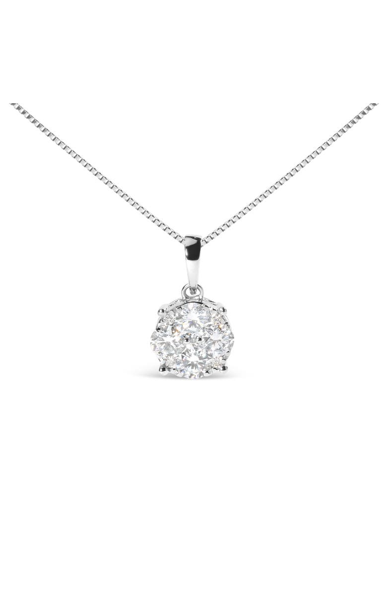 Haus of Brilliance 14k White 1.00 Cttw Lab Grown Diamond Cluster Pendant Necklace, Main, color, White