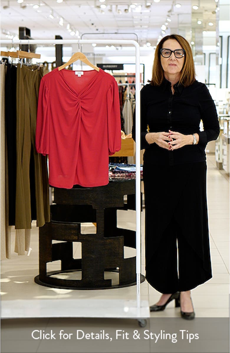 Twist Keyhole Neck Stretch Crepe Top, sales video thumbnail