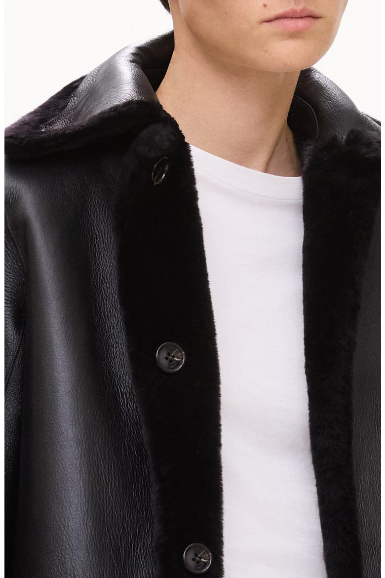 Genuine Shearling Trench Coat, Alternate, color, BLACK - 001