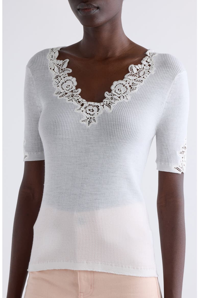 Lace Trim Rib Top, Alternate, color, ICONIC MILK