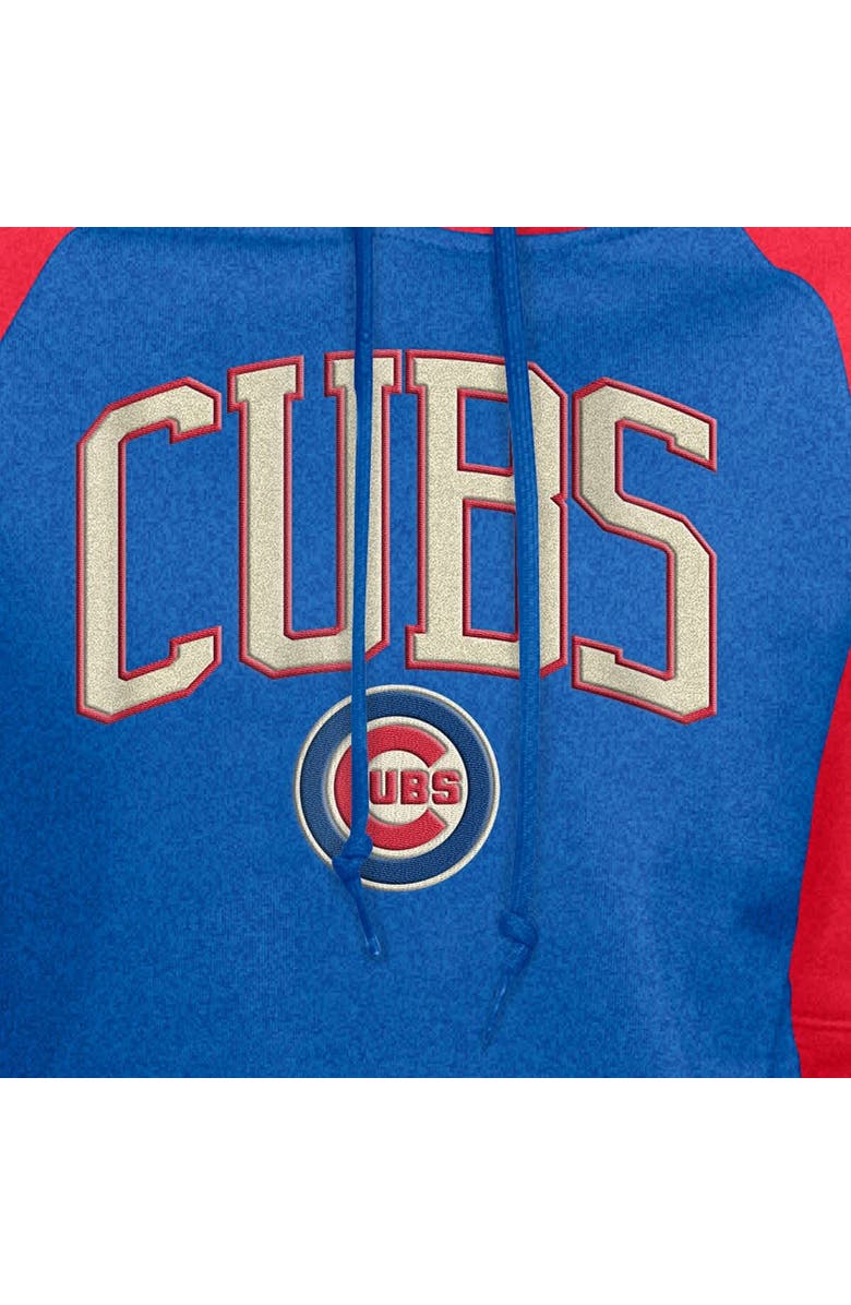 New Era Women's New Era  Royal Chicago Cubs Cooperstown Collection Cropped Raglan Pullover Hoodie, Alternate, color, Royal