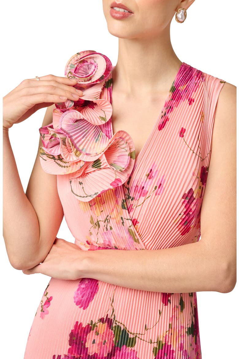 Print Plissé Sleeveless Gown, Alternate, color, PINK MULTI
