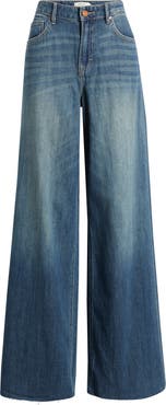 HIDDEN JEANS Raw Hem High Waist Super Wide Leg Jeans