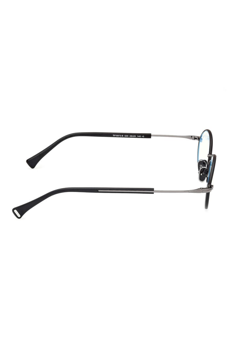 49mm Round Blue Light Blocking Optical Glasses, Alternate, color, BLACK GUNMETAL / T LOGO