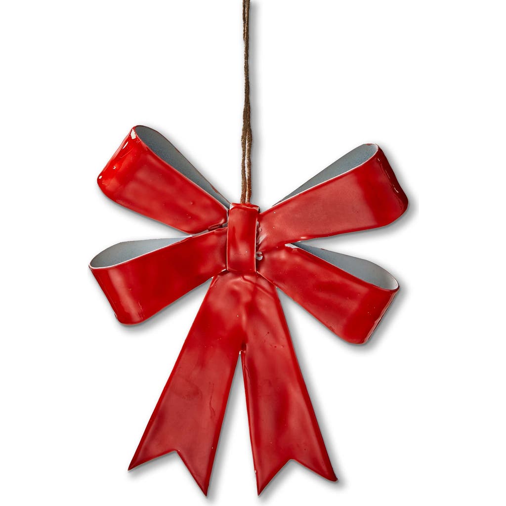 Tag Red Bow Enamel Christmas Ornament In Red