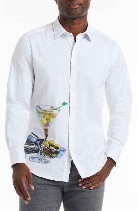 Martini Mode Cotton Button-Up Shirt