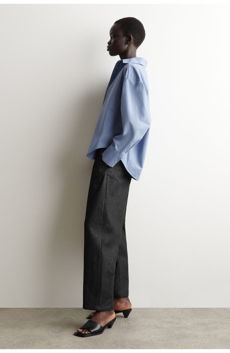 COS Open-Collar Cotton Shirt, Alternate, color, Blue