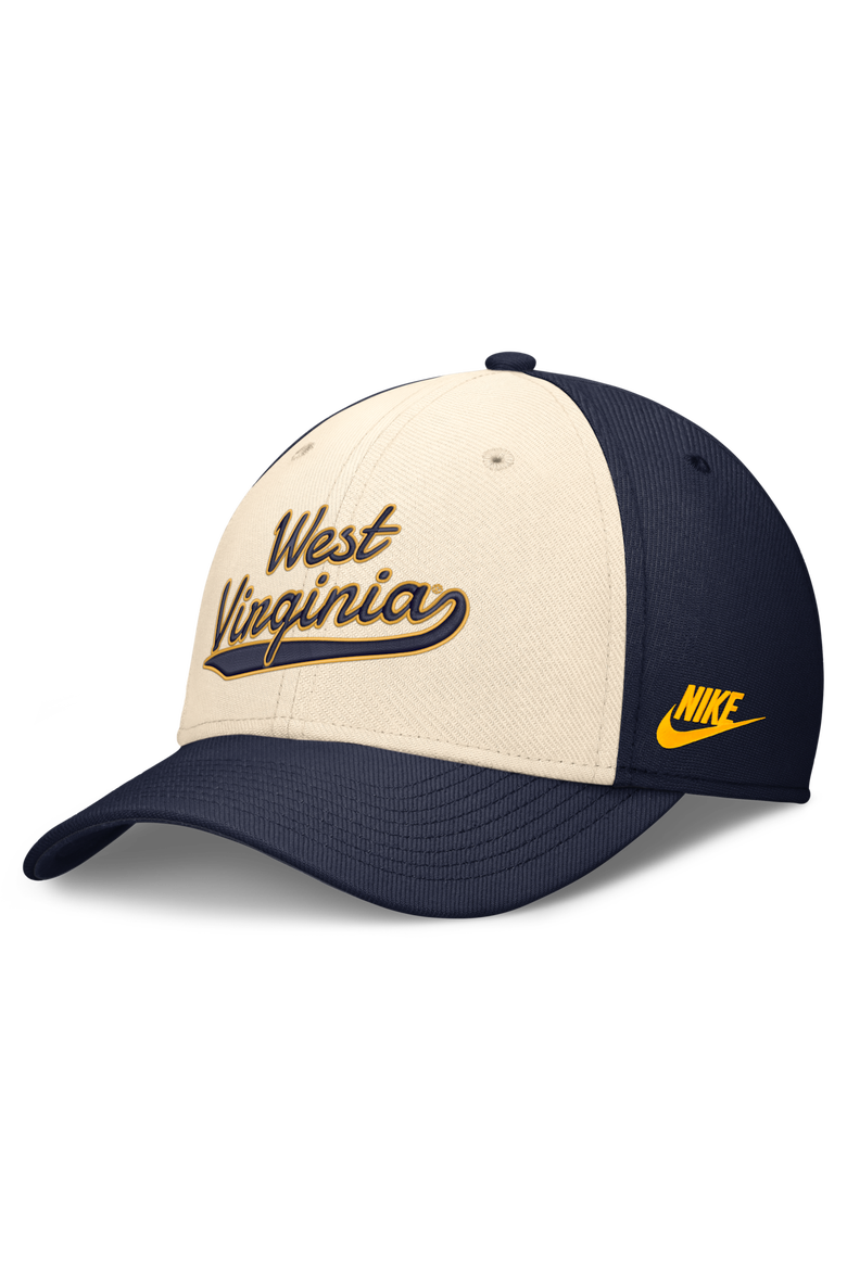 Men's Nike  Natural/Navy West Virginia Mountaineers Legacy Swooshflex Dri-FIT Hat, Main, color, Natural