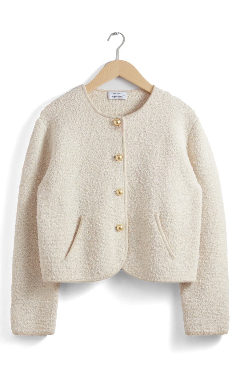 & Other Stories Glitter Cotton Blend Cardigan, Alternate, color, 