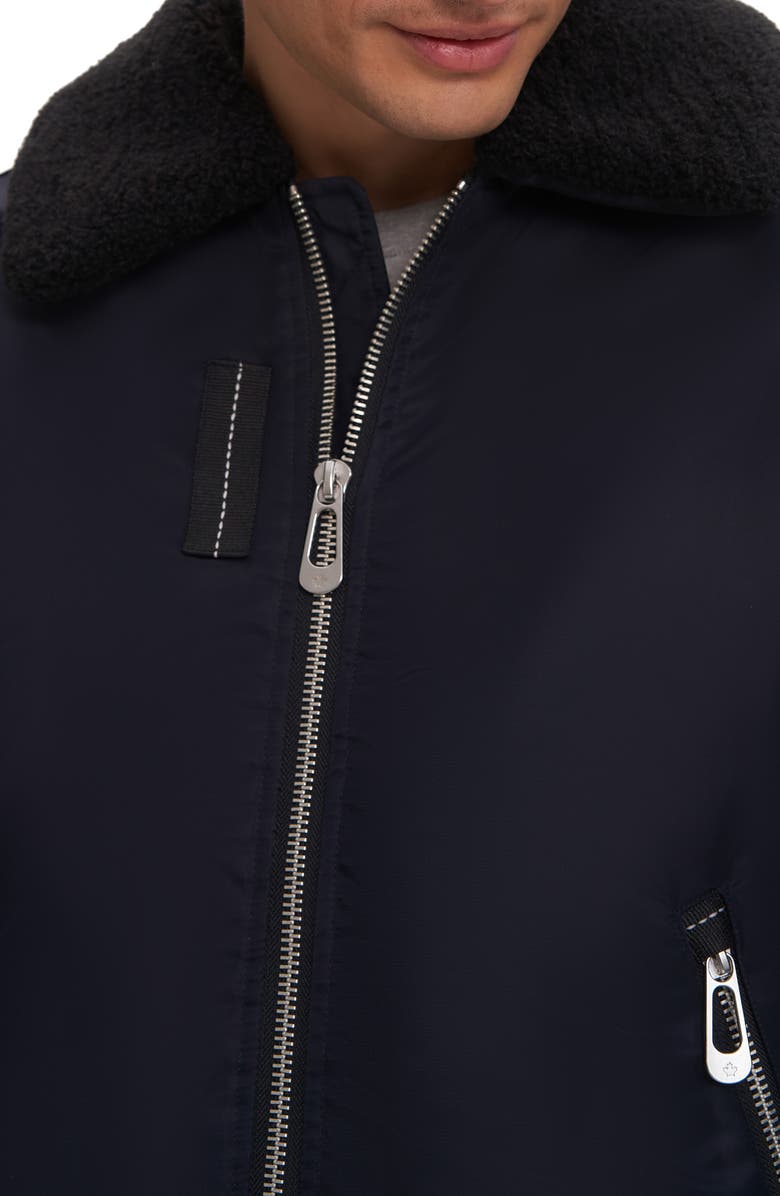 Noize Brian Faux Shearling Collar Water Resistant Short Bomber Jacket, Alternate, color, Black