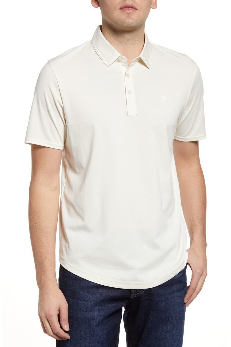 A Class Stripe Pima Cotton Blend Polo, Main, color, HEATHER WHITE