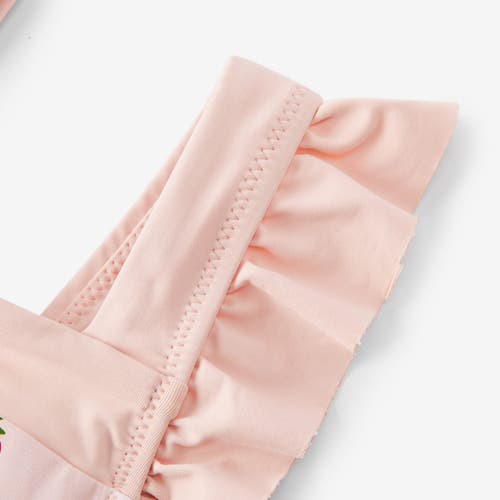 Milkbarn Ruffle Square Neck Swimsuit In Neutral