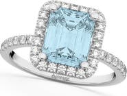 ALLUREZ Aquamarine & Diamond Engagement Ring 14k